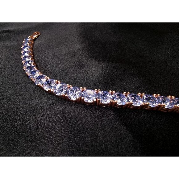 Limited Edition Park Lane Rose Gold Tennis Bracelet With Sparkling Lavender Cubi - Picture 4 of 10